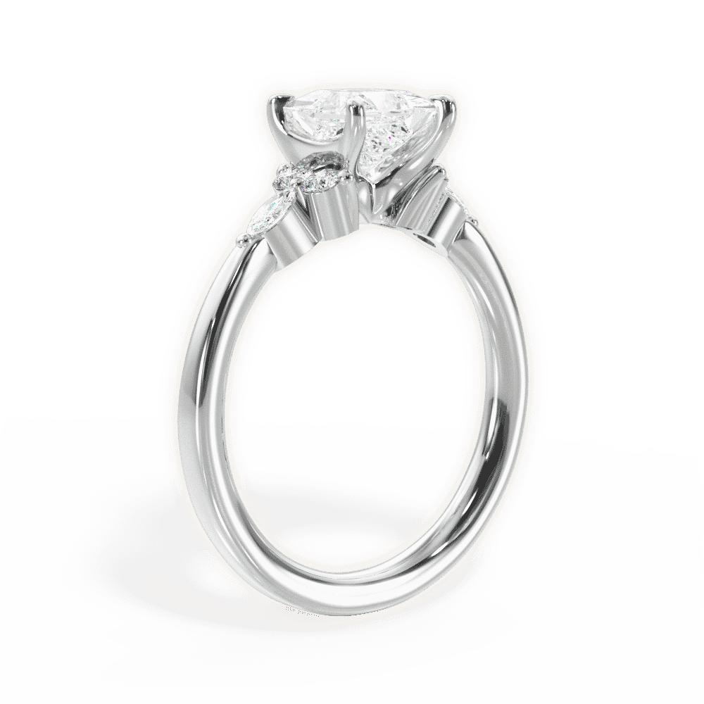 14kt White Gold/18kt White Gold/Platinum/princess/front