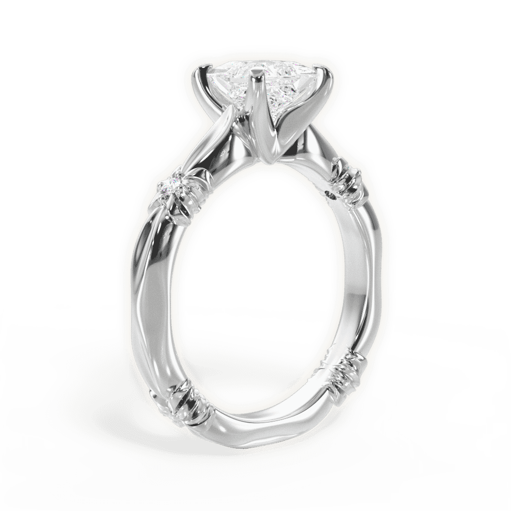 14kt White Gold/18kt White Gold/Platinum/princess/front
