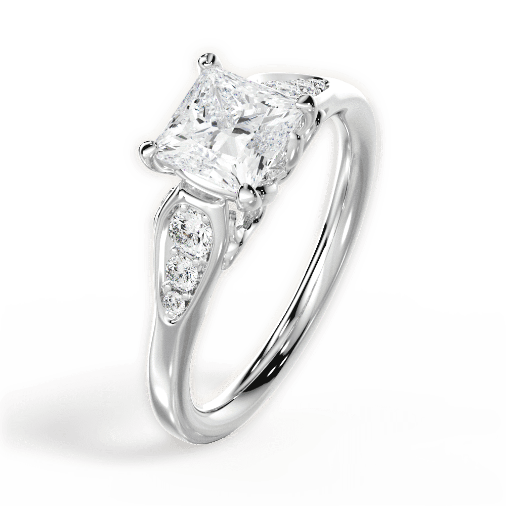 14kt White Gold/18kt White Gold/Platinum/princess/perspective