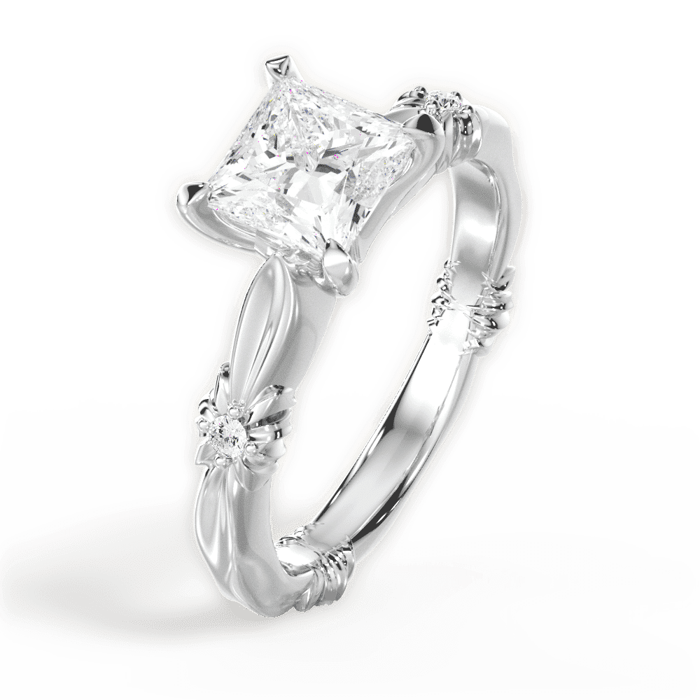 14kt White Gold/18kt White Gold/Platinum/princess/perspective