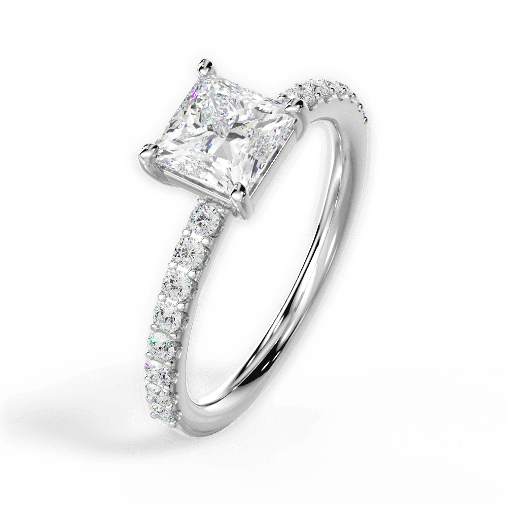 14kt White Gold/18kt White Gold/Platinum/princess/side