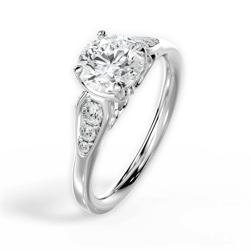 14kt White Gold/18kt White Gold/Platinum/round/perspective