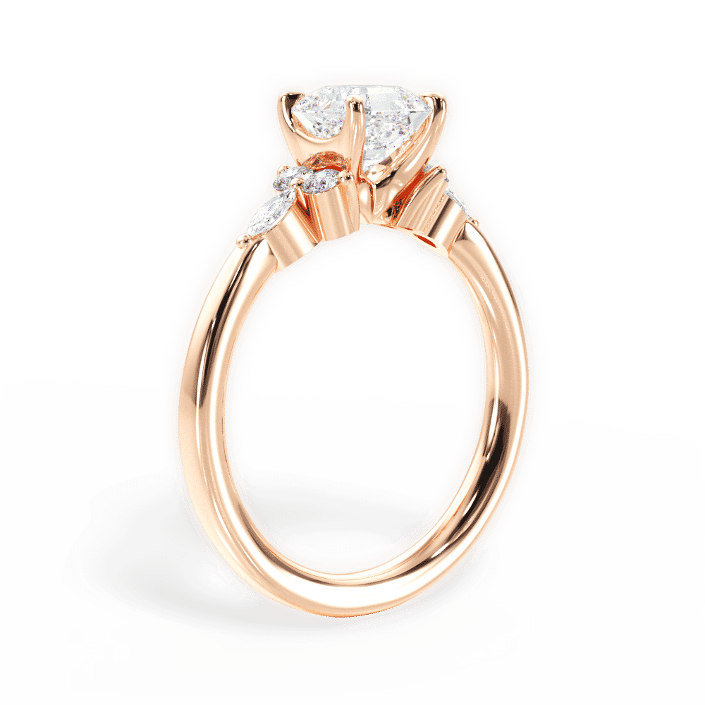 14kt Rose Gold/18kt Rose Gold/asscher/front
