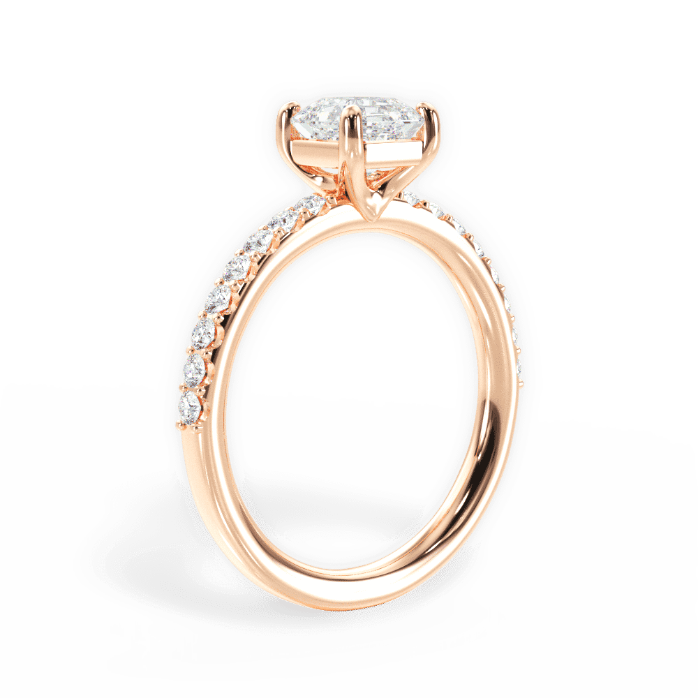 14kt Rose Gold/18kt Rose Gold/asscher/front