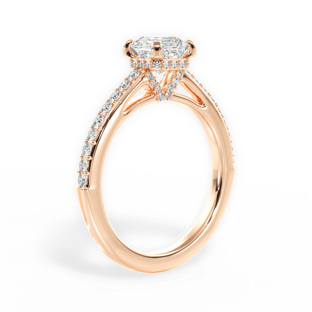 14kt Rose Gold/18kt Rose Gold/asscher/front