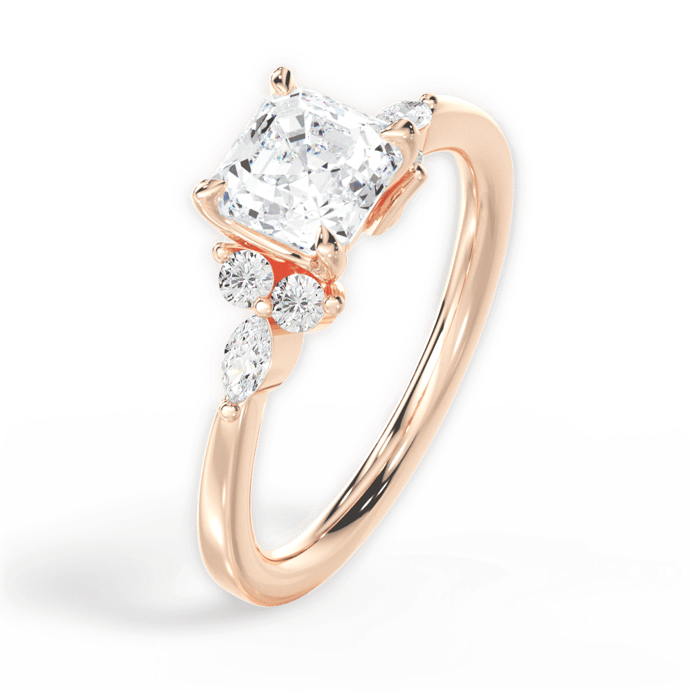 14kt Rose Gold/18kt Rose Gold/asscher/perspective