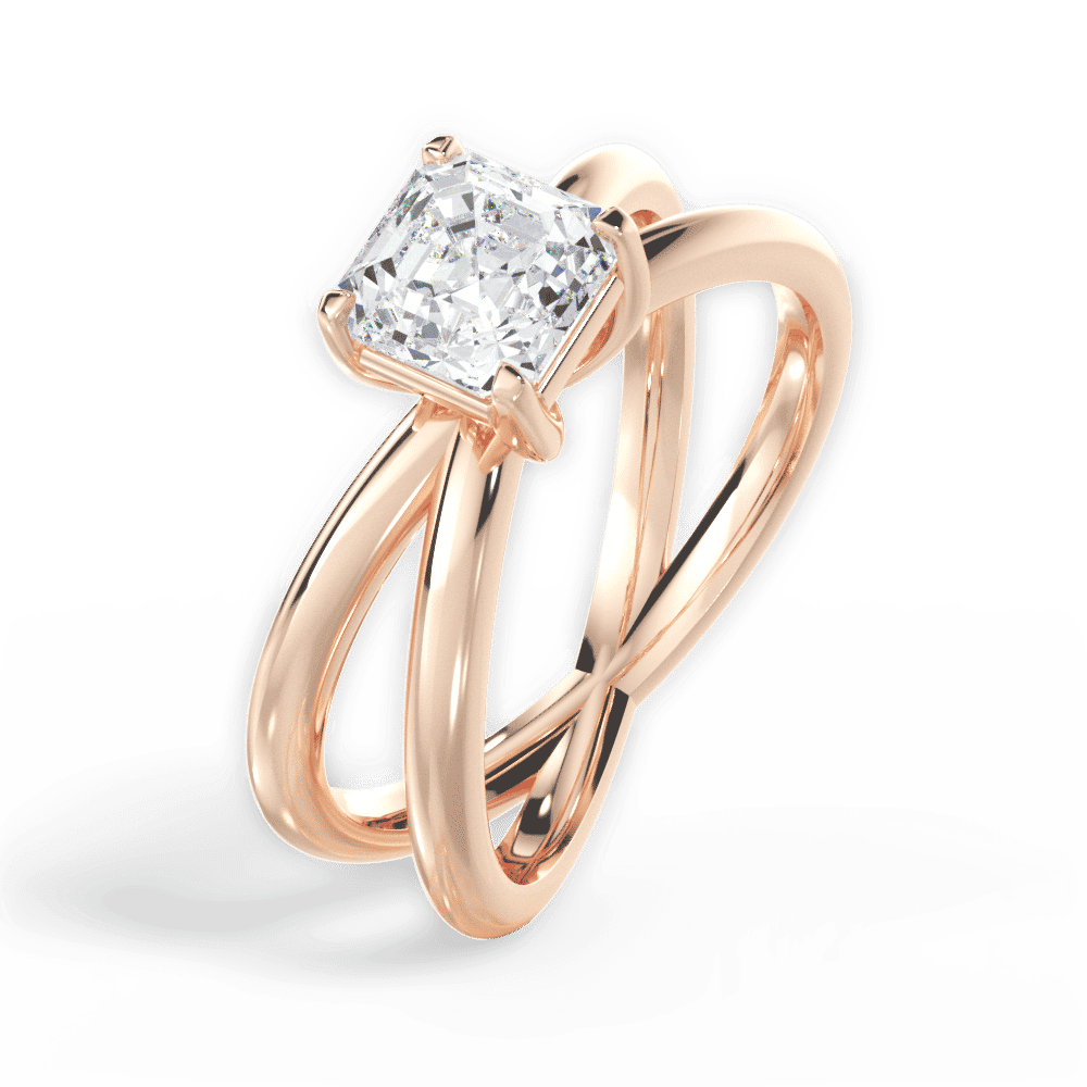 14kt Rose Gold/18kt Rose Gold/asscher/perspective
