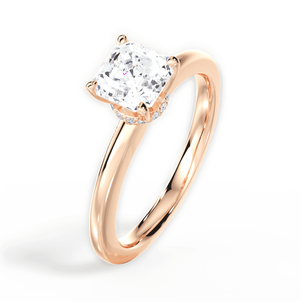 14kt Rose Gold/18kt Rose Gold/asscher/side
