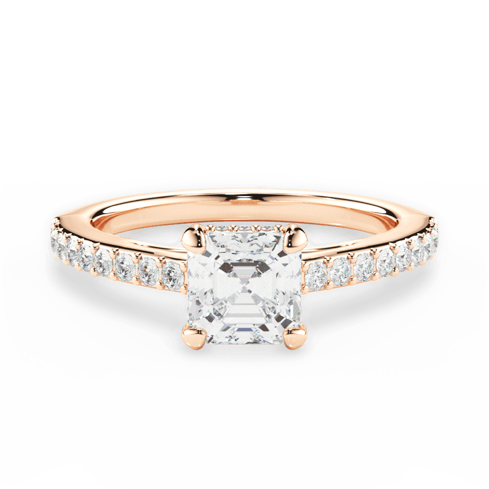 14kt Rose Gold/18kt Rose Gold/asscher/top