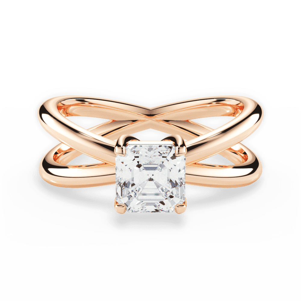 14kt Rose Gold/18kt Rose Gold/asscher/top
