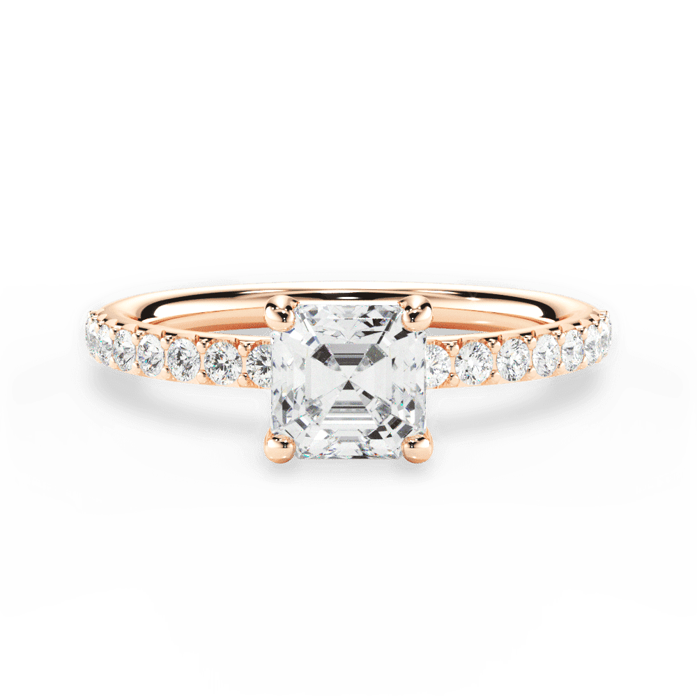14kt Rose Gold/18kt Rose Gold/asscher/top