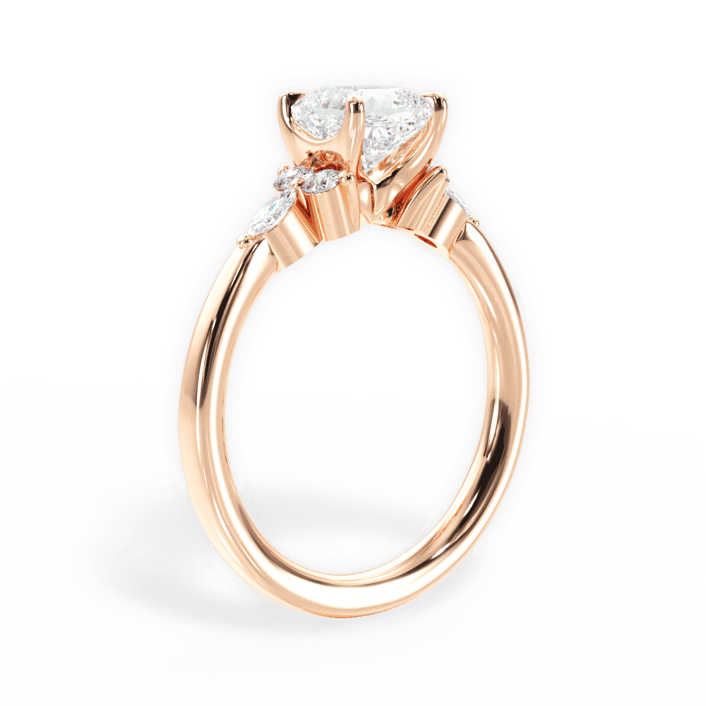 14kt Rose Gold/18kt Rose Gold/cushion/front