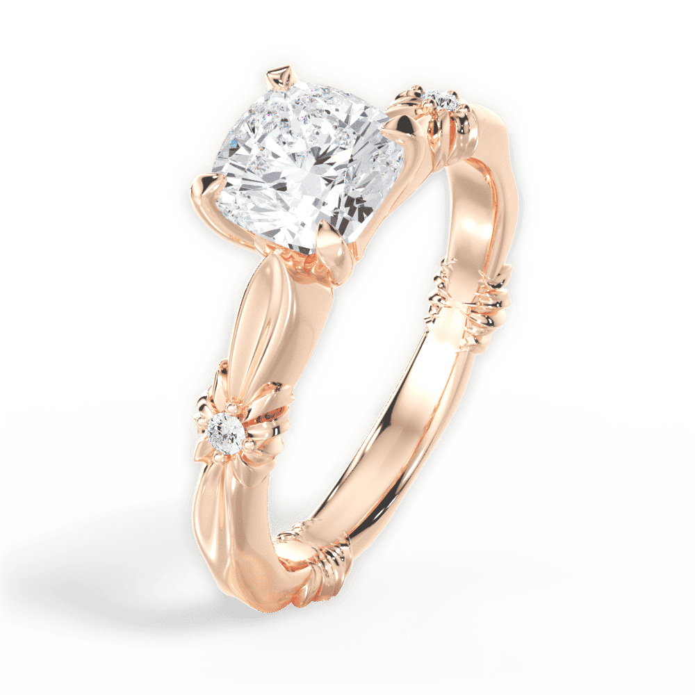 14kt Rose Gold/18kt Rose Gold/cushion/front
