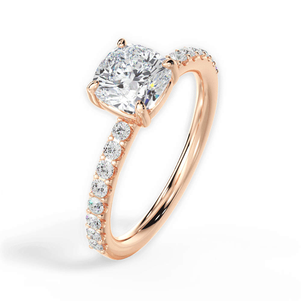 14kt Rose Gold/18kt Rose Gold/cushion/front