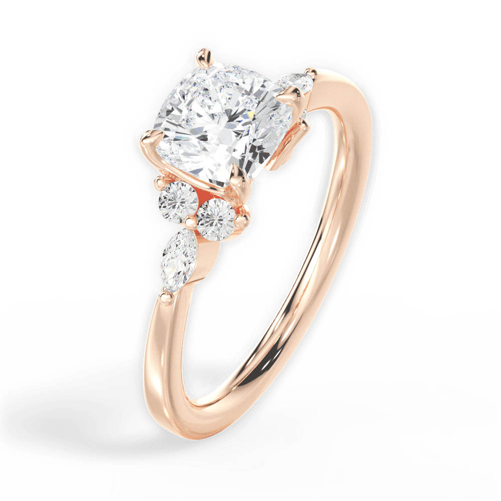 14kt Rose Gold/18kt Rose Gold/cushion/perspective