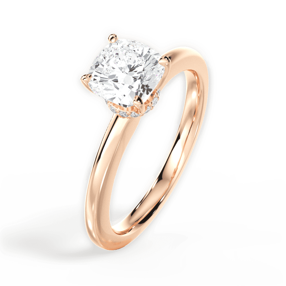 14kt Rose Gold/18kt Rose Gold/cushion/side