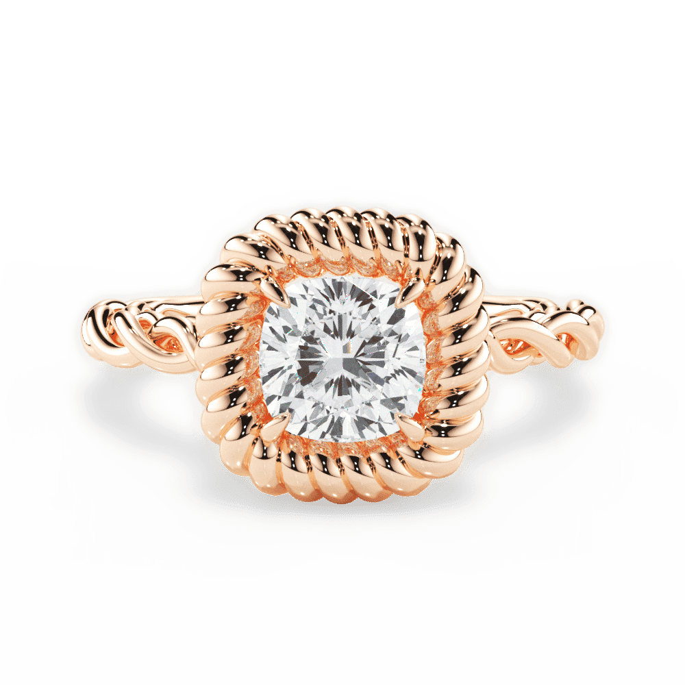 14kt Rose Gold/18kt Rose Gold/cushion/top