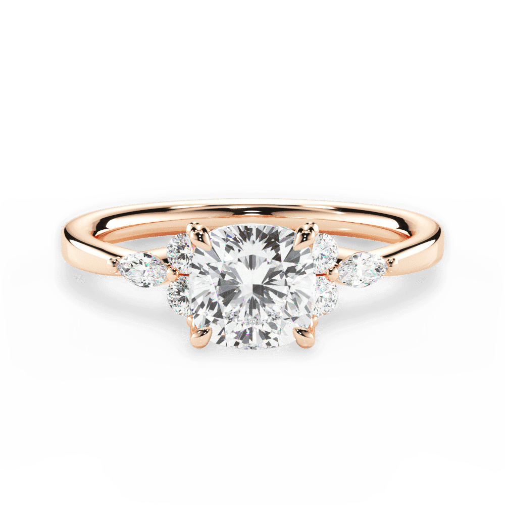 14kt Rose Gold/18kt Rose Gold/cushion/top