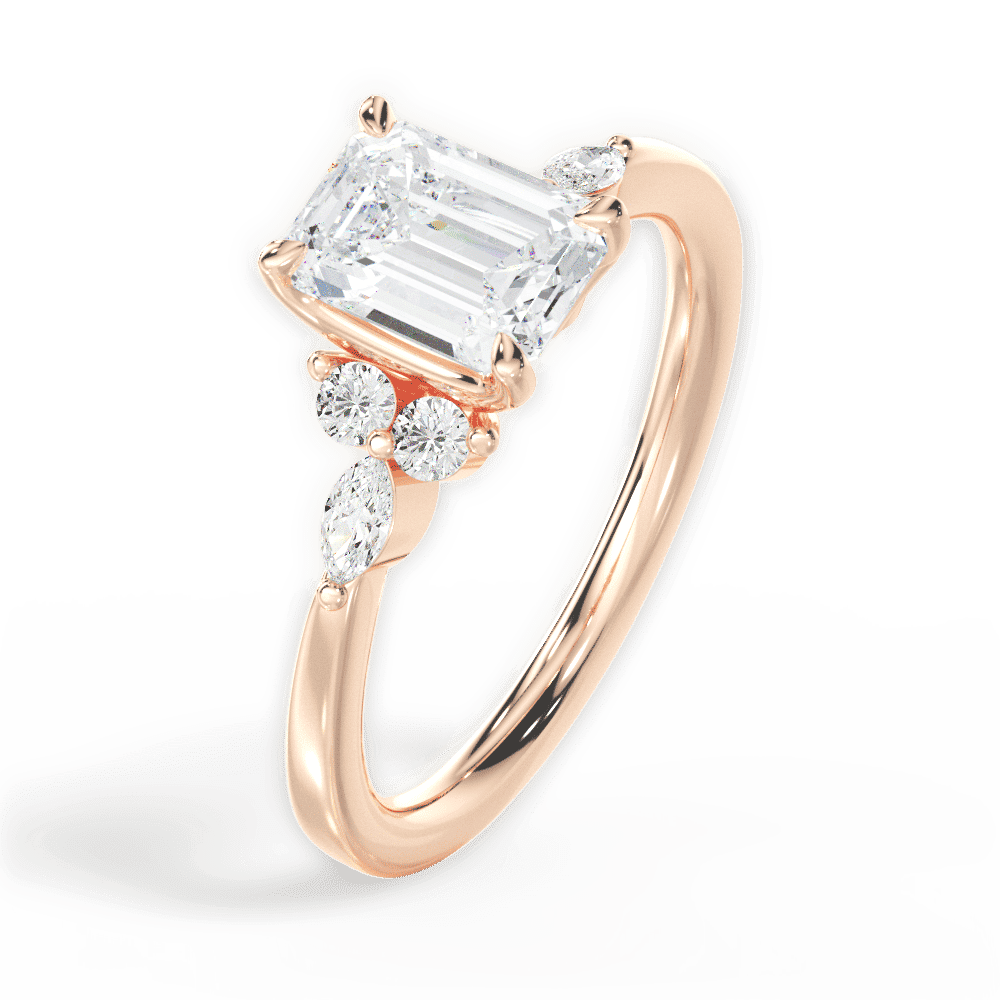 14kt Rose Gold/18kt Rose Gold/emerald/perspective