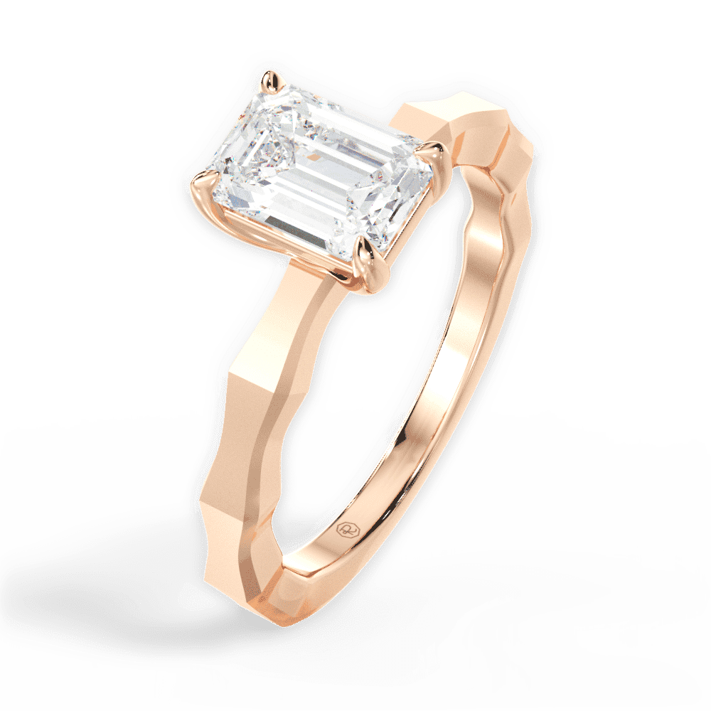 14kt Rose Gold/18kt Rose Gold/emerald/side