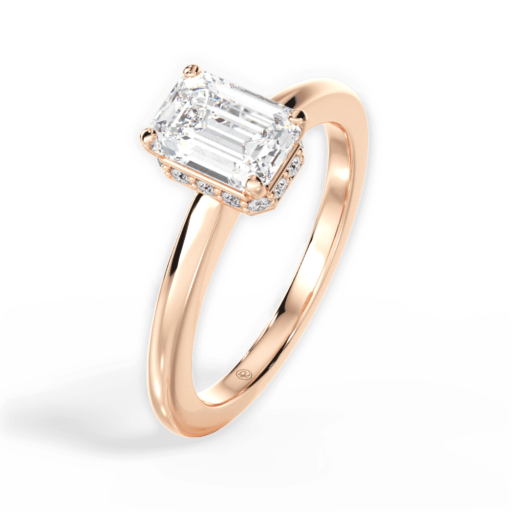 14kt Rose Gold/18kt Rose Gold/emerald/side