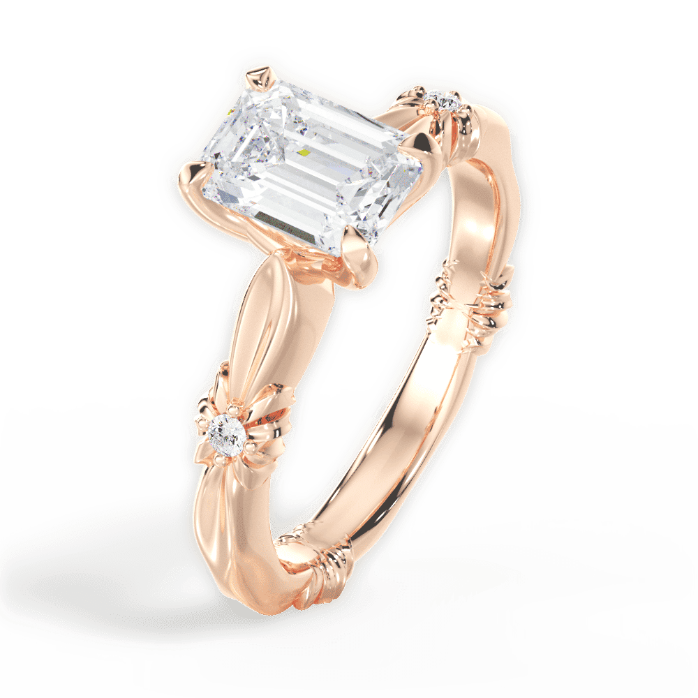 14kt Rose Gold/18kt Rose Gold/emerald/side