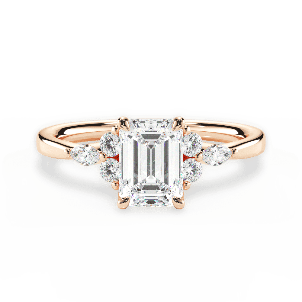 14kt Rose Gold/18kt Rose Gold/emerald/top