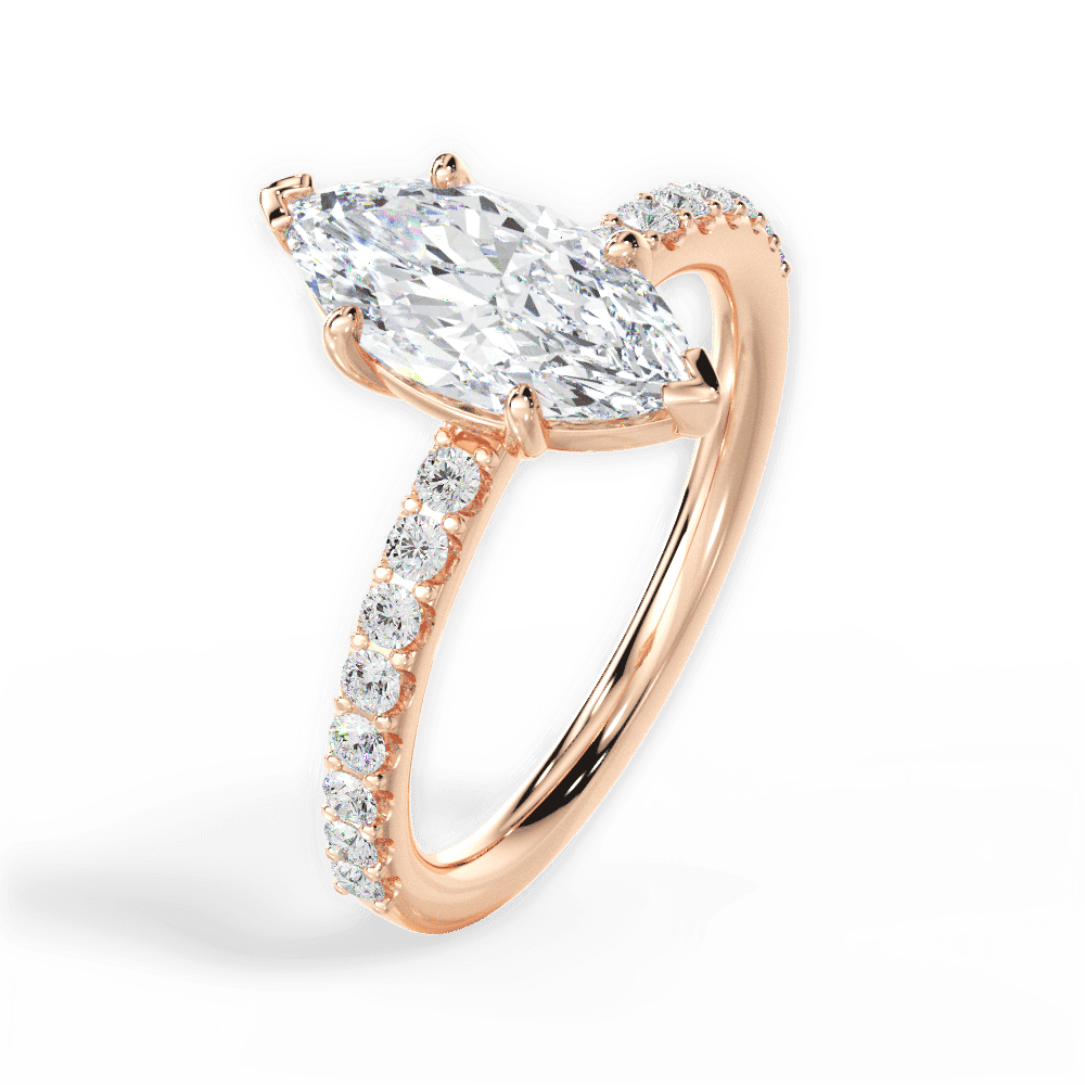 14kt Rose Gold/18kt Rose Gold/marquise/side