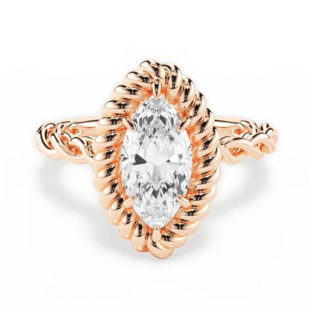 14kt Rose Gold/18kt Rose Gold/marquise/top