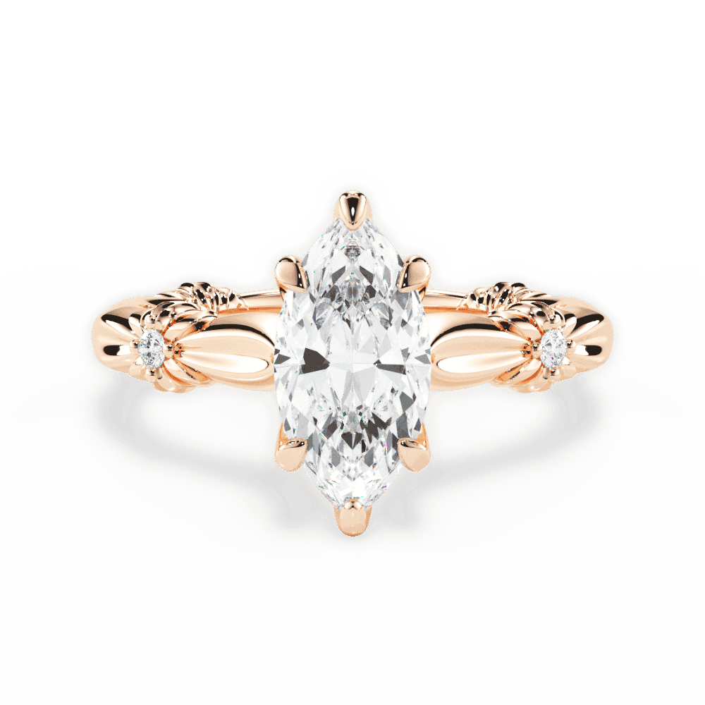 14kt Rose Gold/18kt Rose Gold/marquise/top