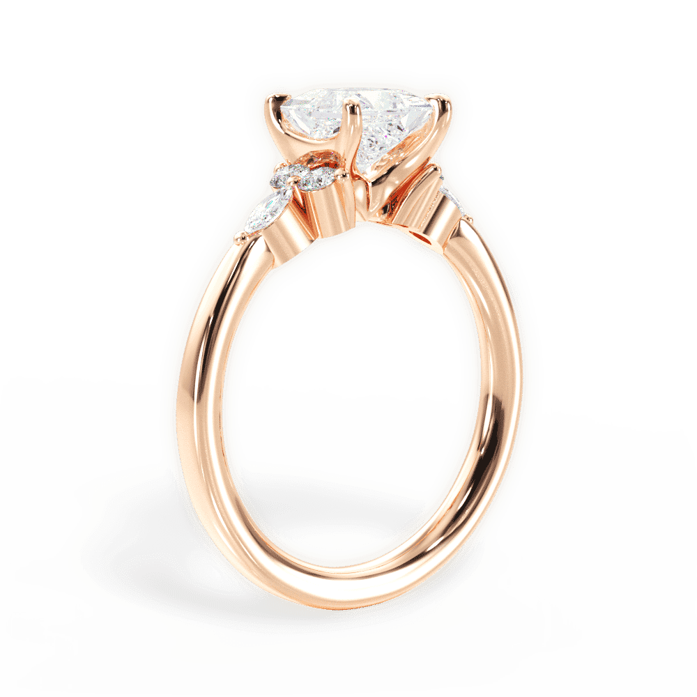 14kt Rose Gold/18kt Rose Gold/princess/front
