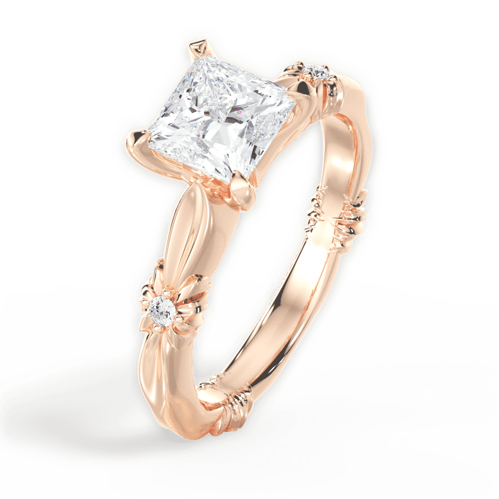 14kt Rose Gold/18kt Rose Gold/princess/perspective