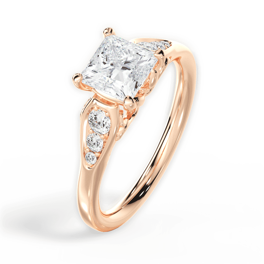 14kt Rose Gold/18kt Rose Gold/princess/perspective