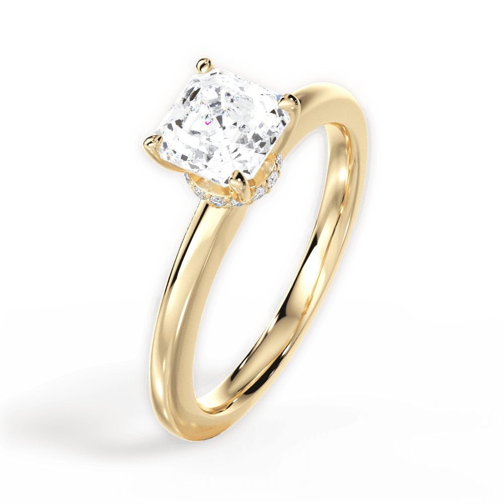 14kt Yellow Gold/18kt Yellow Gold/asscher/side