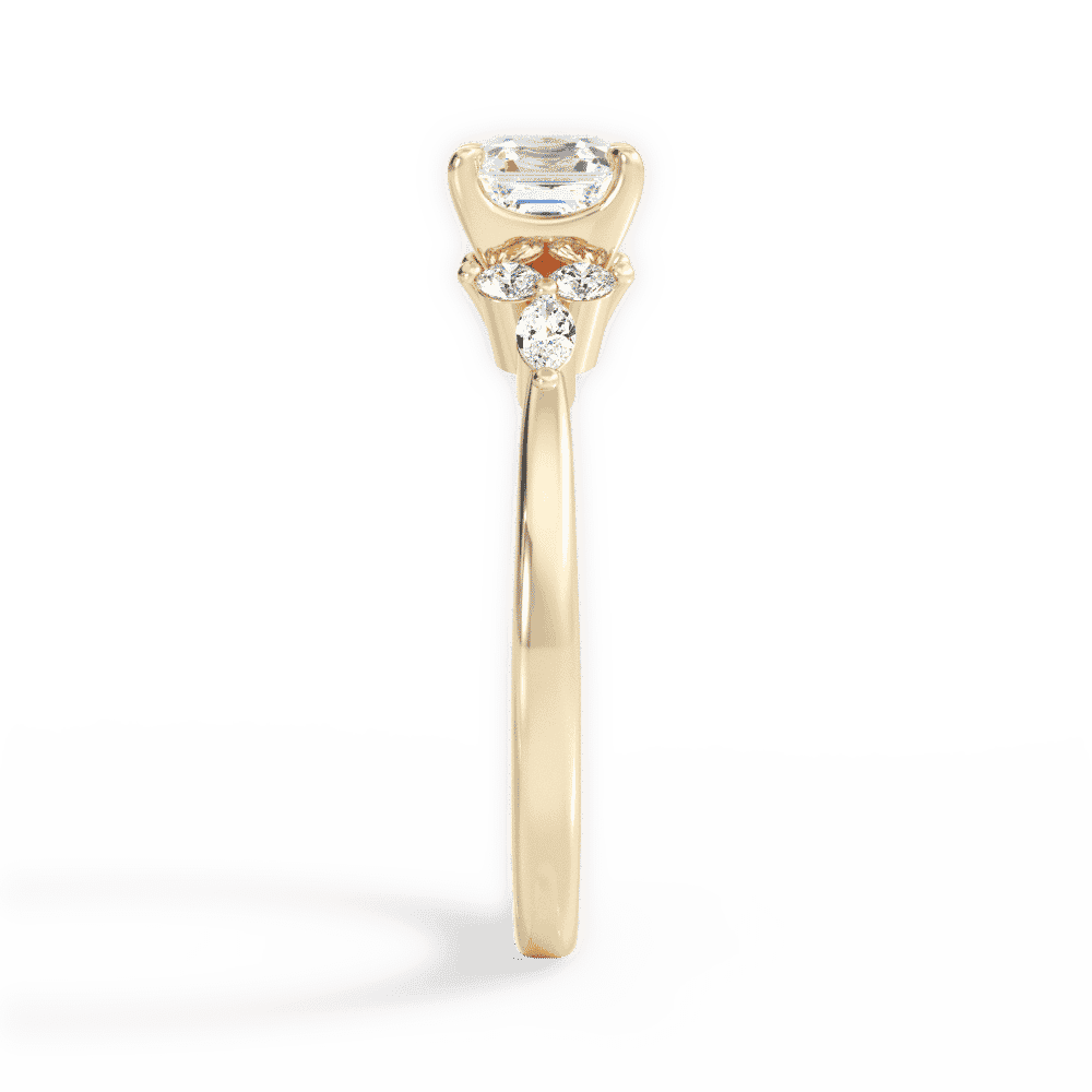 14kt Yellow Gold/18kt Yellow Gold/asscher/side