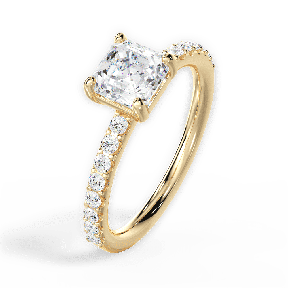 14kt Yellow Gold/18kt Yellow Gold/asscher/side