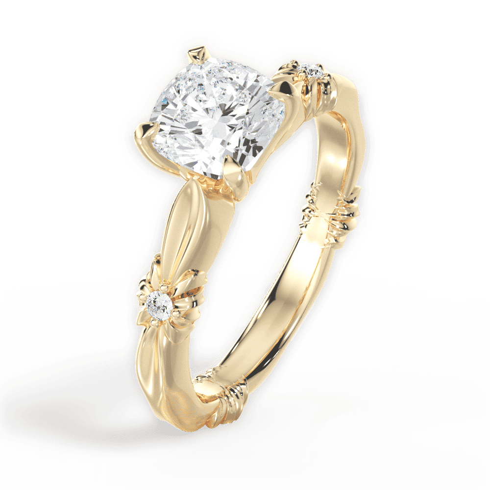 14kt Yellow Gold/18kt Yellow Gold/cushion/front