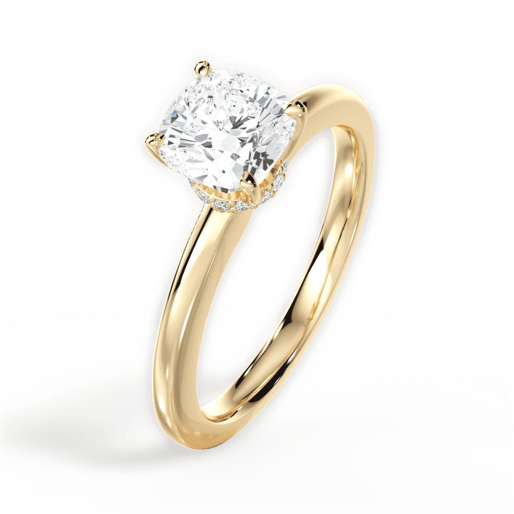 14kt Yellow Gold/18kt Yellow Gold/cushion/side