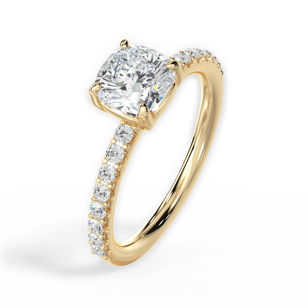 14kt Yellow Gold/18kt Yellow Gold/cushion/side