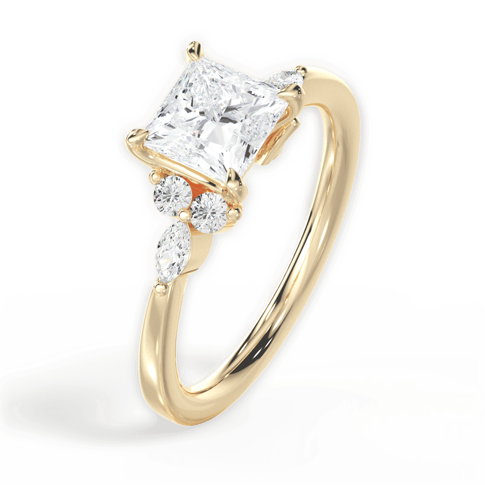 14kt Yellow Gold/18kt Yellow Gold/princess/perspective