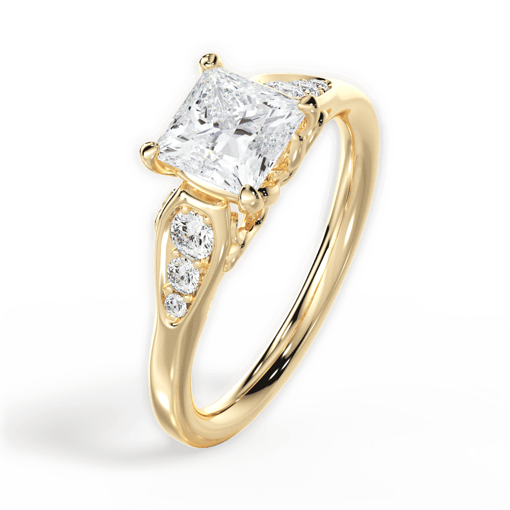 14kt Yellow Gold/18kt Yellow Gold/princess/perspective