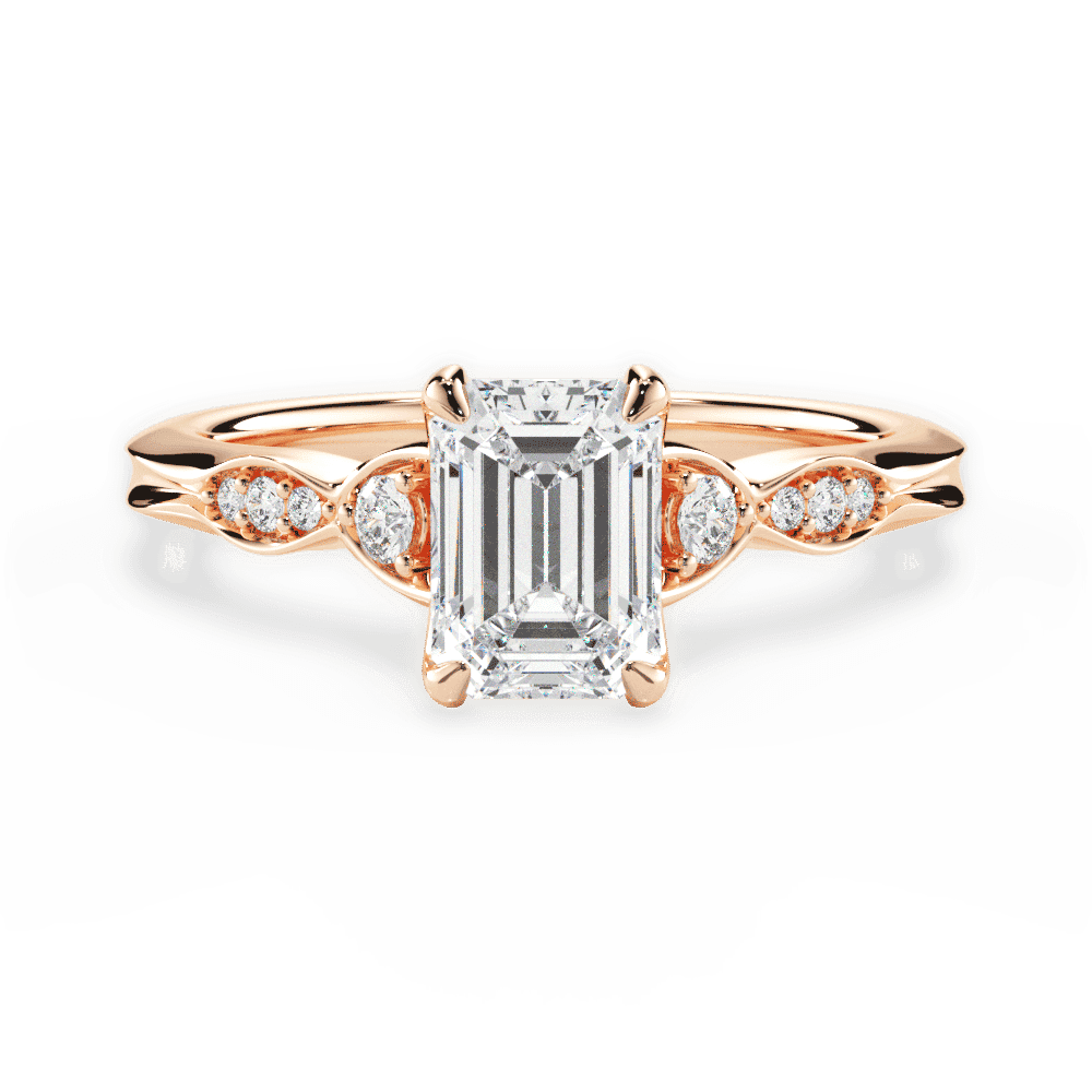 14kt Rose Gold/18kt Rose Gold/emerald/top