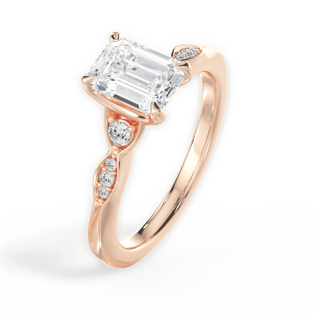 14kt Rose Gold/18kt Rose Gold/emerald/perspective