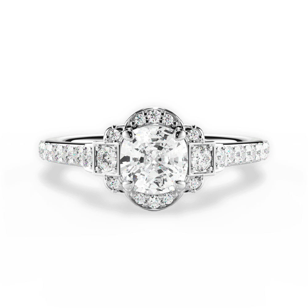 14kt White Gold/18kt White Gold/Platinum/cushion/top