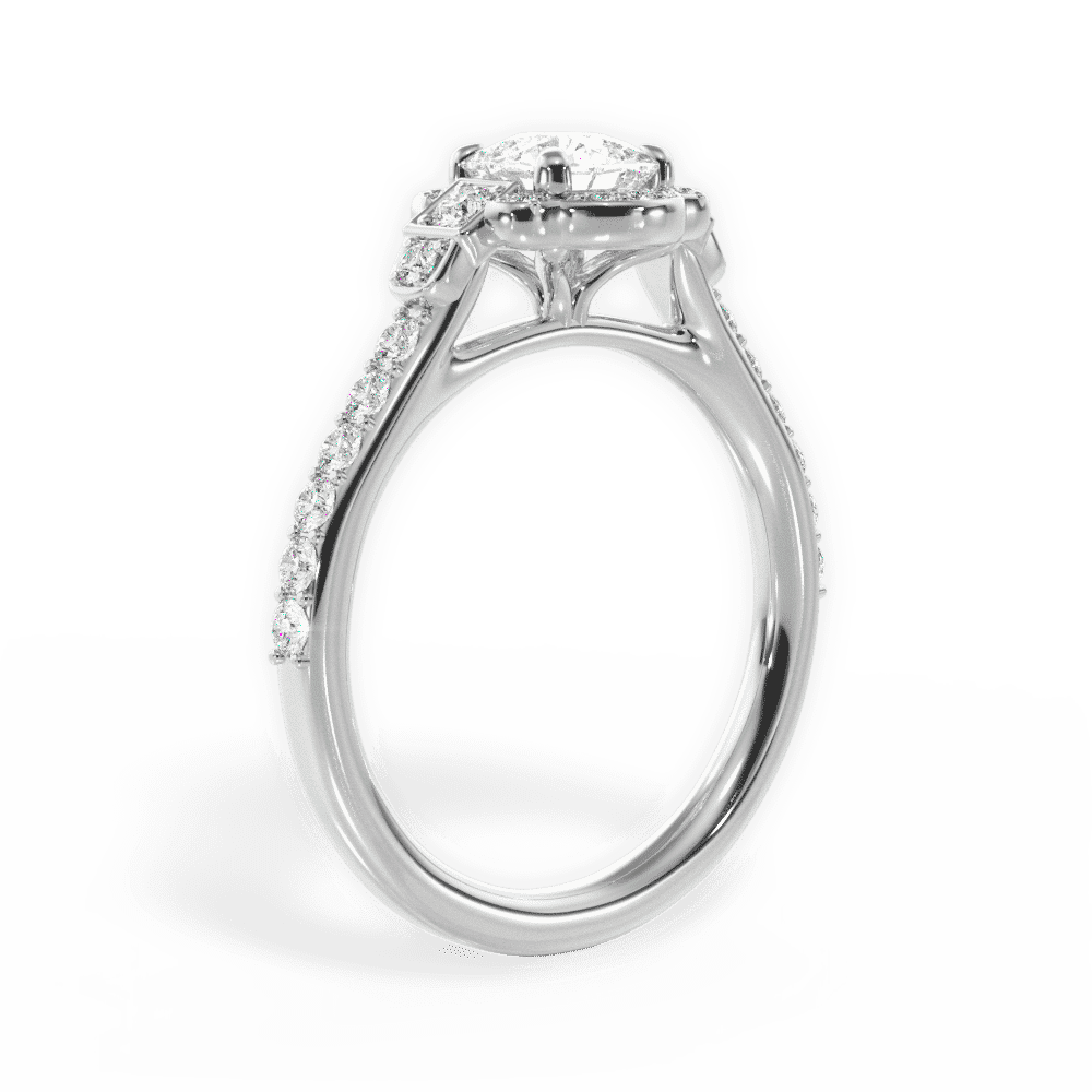 14kt White Gold/18kt White Gold/Platinum/cushion/front