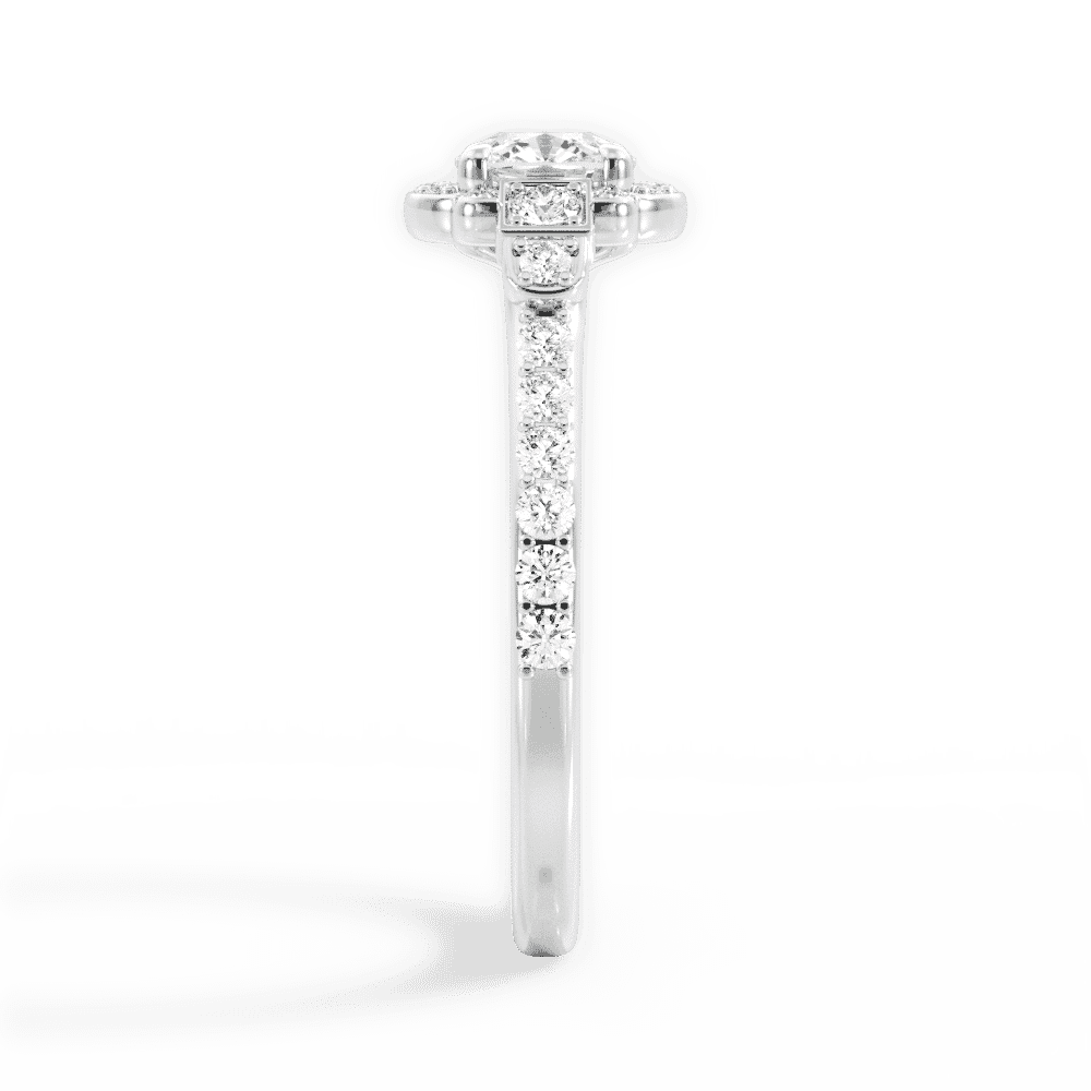 14kt White Gold/18kt White Gold/Platinum/cushion/side