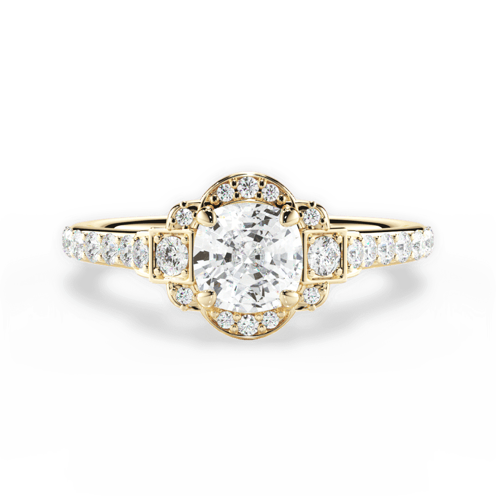 14kt Yellow Gold/18kt Yellow Gold/cushion/top