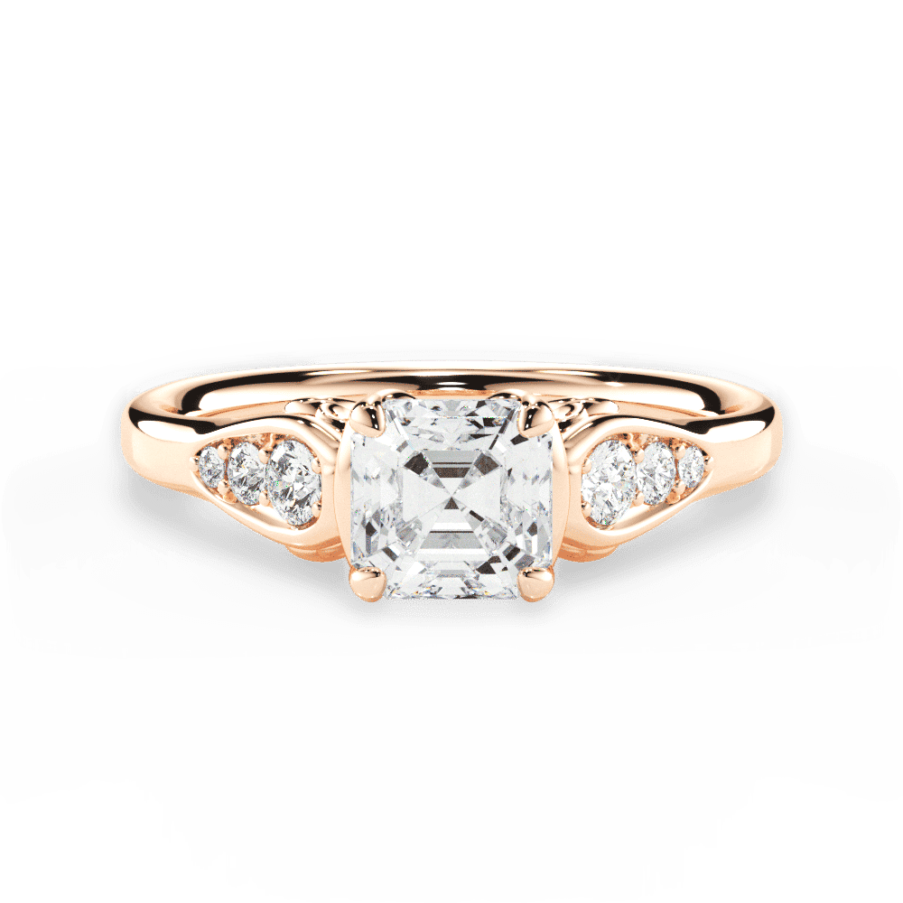 14kt Rose Gold/18kt Rose Gold/asscher/top