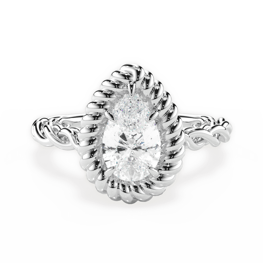 14kt White Gold/18kt White Gold/Platinum/pear/top