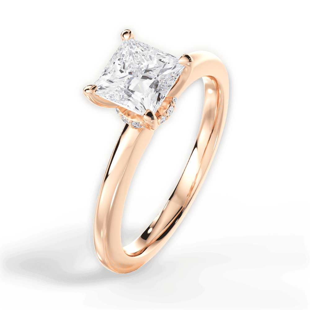 14kt Rose Gold/18kt Rose Gold/princess/perspective